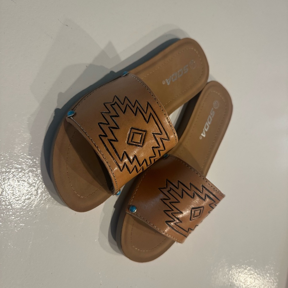 Custom western genuine leather sandals